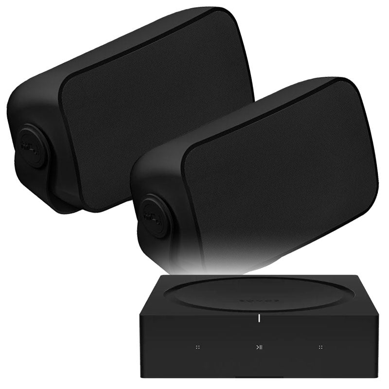 Sonos Amp & 2 x Sonos by Sonance Outdoor Speakers Black